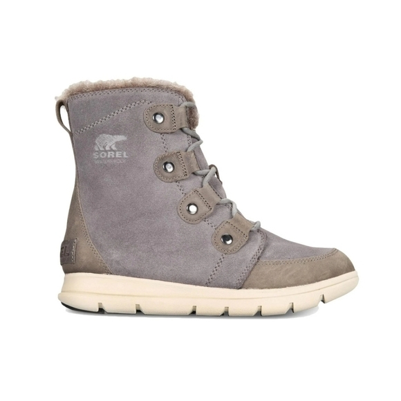Sorel Explorer Joan Gray Suede Leather Lace-up Sneaker Winter Snow Ankle Boots - Picture 9 of 9